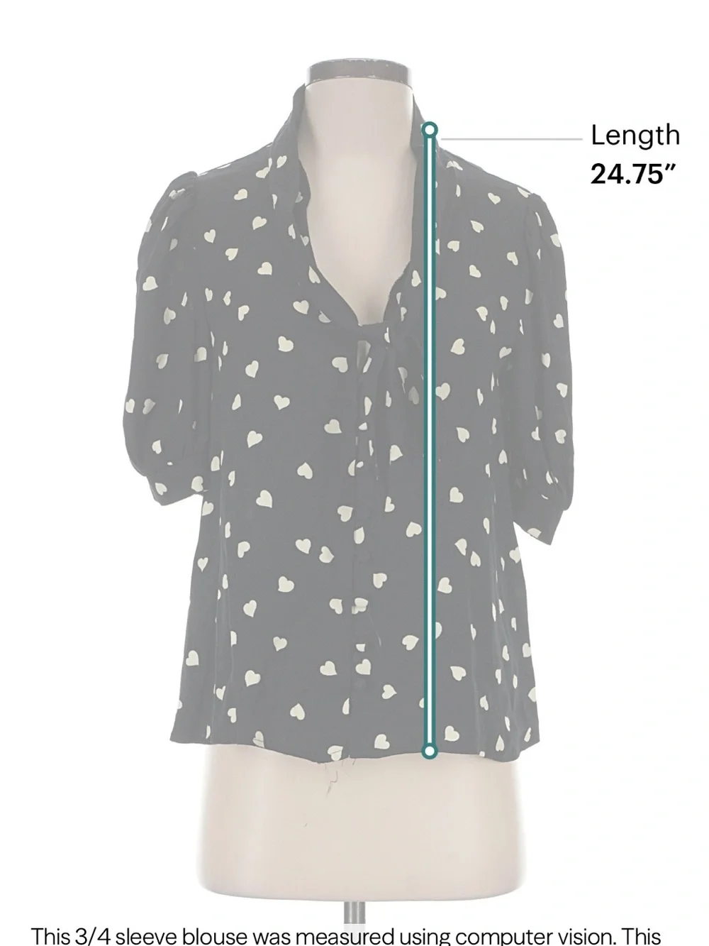 Reformation Black Heart-Print Tie-Neck Blouse